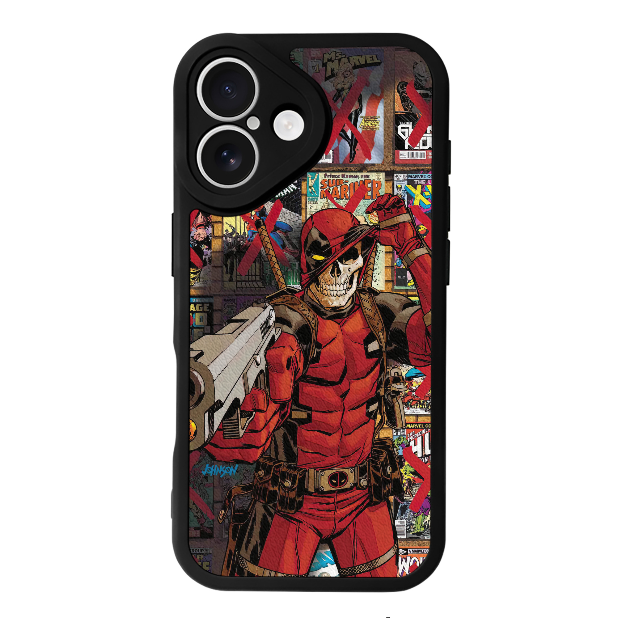 （画像用） Deadpool デッドプール 【iPhone 16シリーズ対応】シリコンスマホケース（レザー調） 材質：シリコン